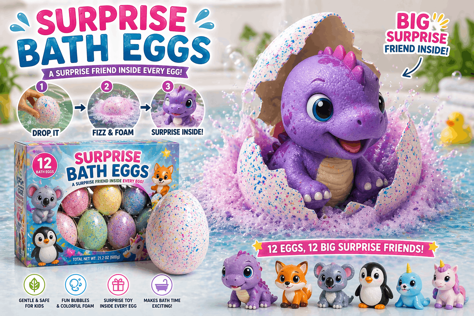 Surprise Bath Eggs™ – Make Bath Time Fun with a Hidden Surprise! 🛁🌈